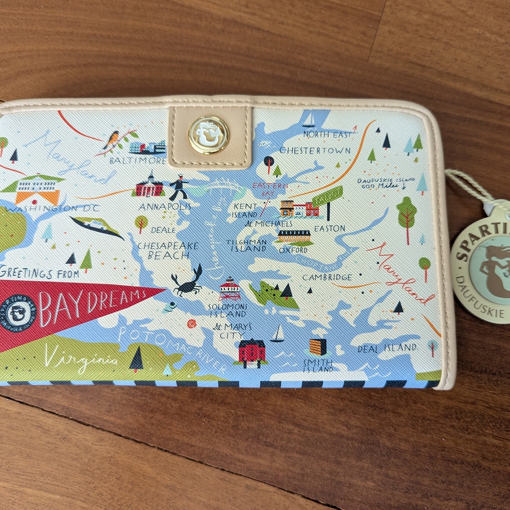 Spartina 449 Map Print Wallet Bay Dreams NWT